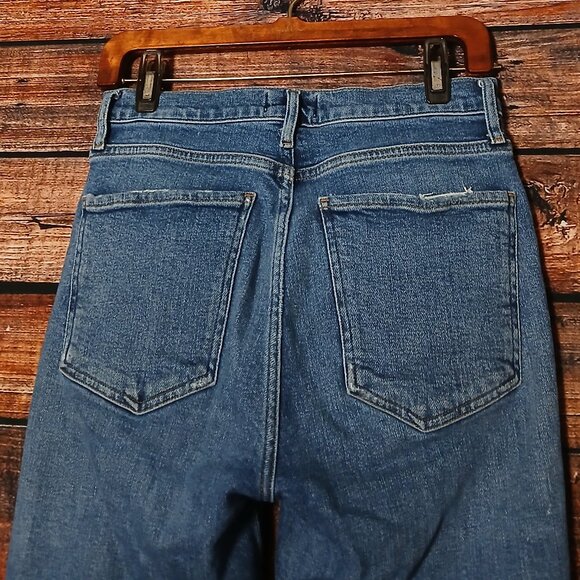 Agolde Jeans Size 27 Nico Ankle Crop High Rise Button Fly Distressed Blue Denim - Picture 6 of 10